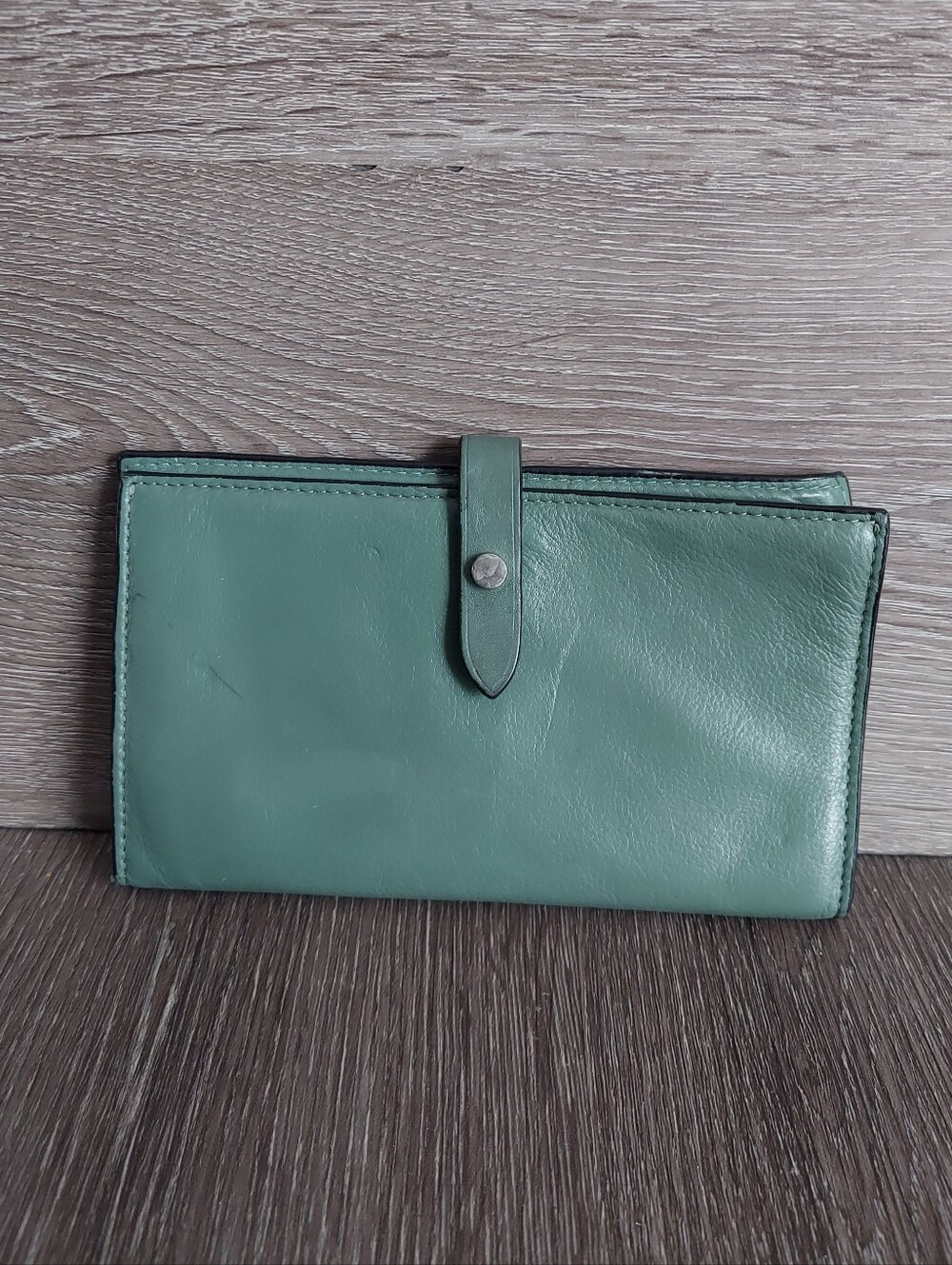 Green Leather Snap Closure Wallet